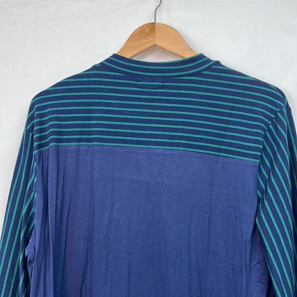 In Voland Navy Blue and Green striped long sleeve top with tie neck NWT size 20W - Picture 9 of 12